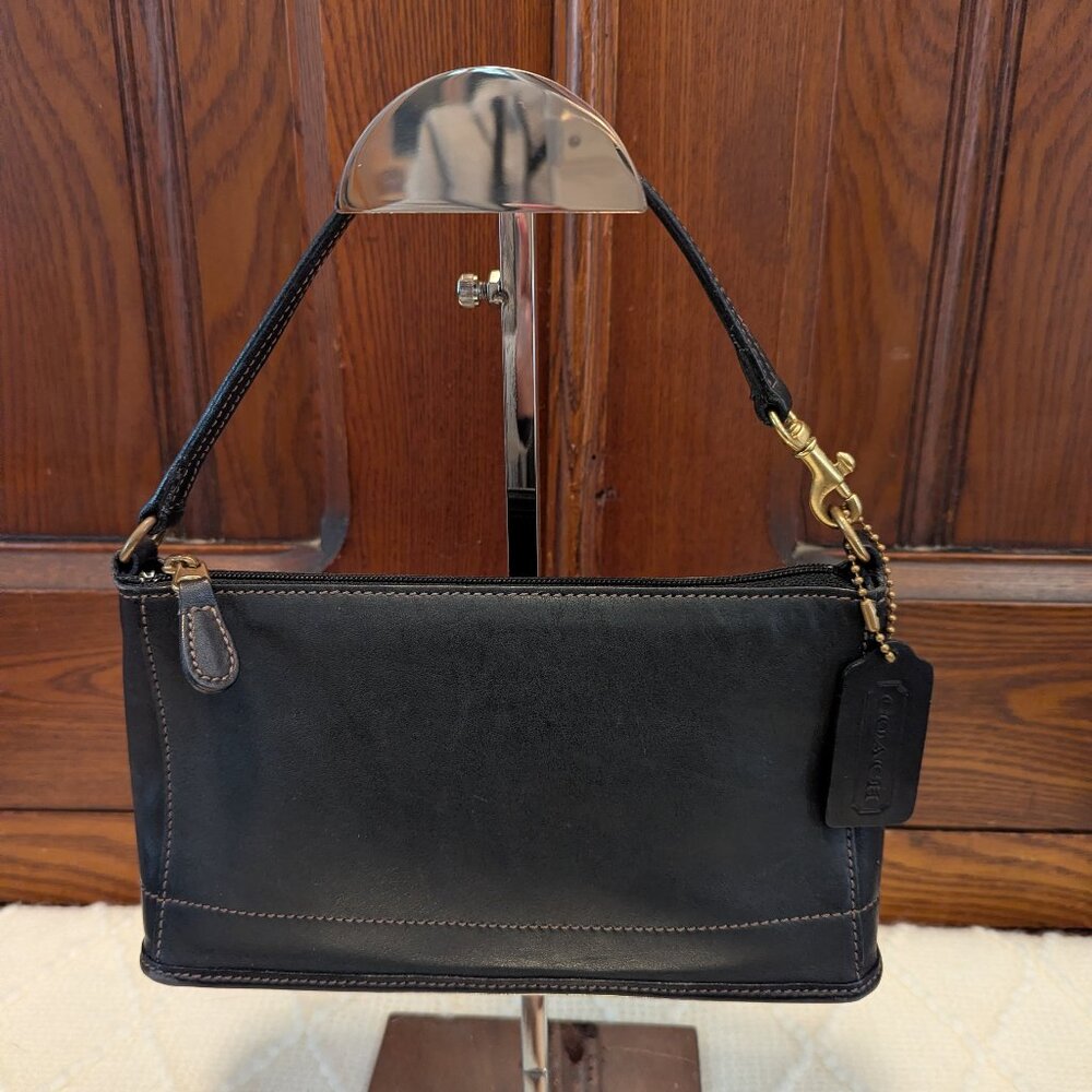 COACH vintage 9311 mini black leather bag baguette